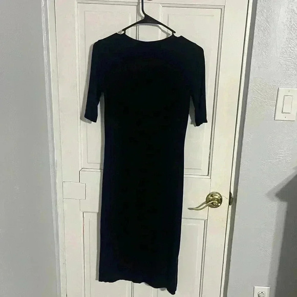 GAP Black Midi Short Sleeve Dress | Ribbed | Basic Classic Workwear | Size XS - Picture 2 of 4